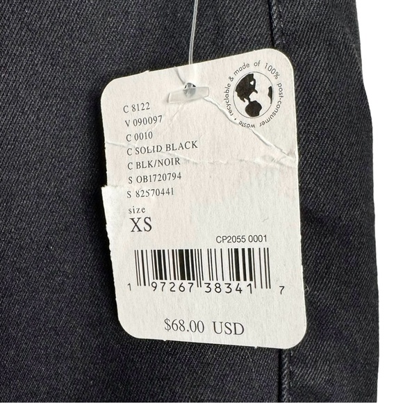 Free People Black Pull-On Cropped Slim Flare Jeans Pants XS Elastic Waist NEW - Picture 5 of 5